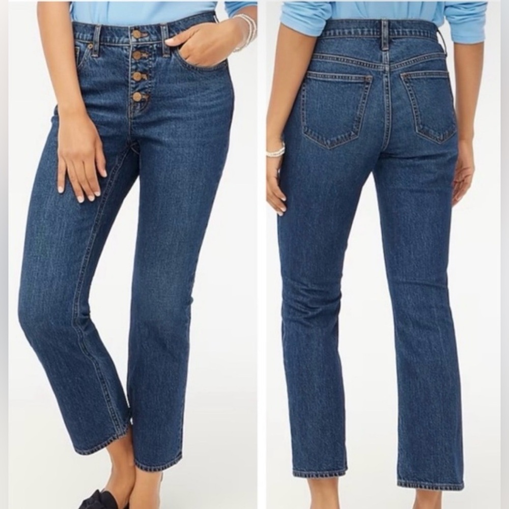 J. Crew Blue Mid-Rise Flare Cropped Jeans 27